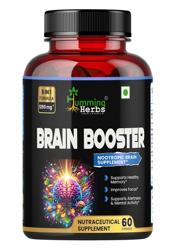 Humming Herbs Brain Booster | Nootropic Brain Supplement for Memory, Focus, & Mental Clarity - 8 in 1 Formula with GABA, Bacopa, Lion's Mane