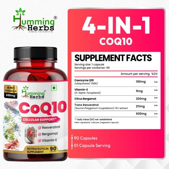 Humming Herbs CoQ10 4-in-1 Formula - Cellular Support, 90 Capsules