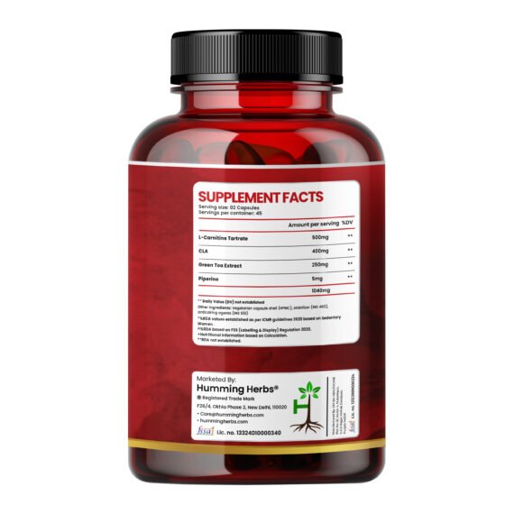 Humming Herbs CLA 90% and L-Carnitine Supplement - 90 Capsules for Weight Management