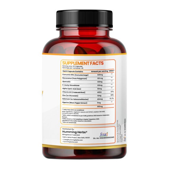 Humming Herbs Curcumin 95% with Resveratrol & Glutathione - 90 Capsules