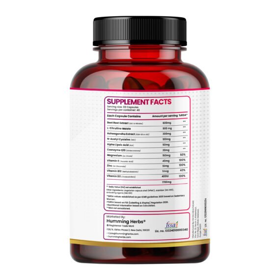 Beet Root Complex with Citrulline, Ashwagandha, CoQ10, NAC, ALA, Zinc, B12, D3